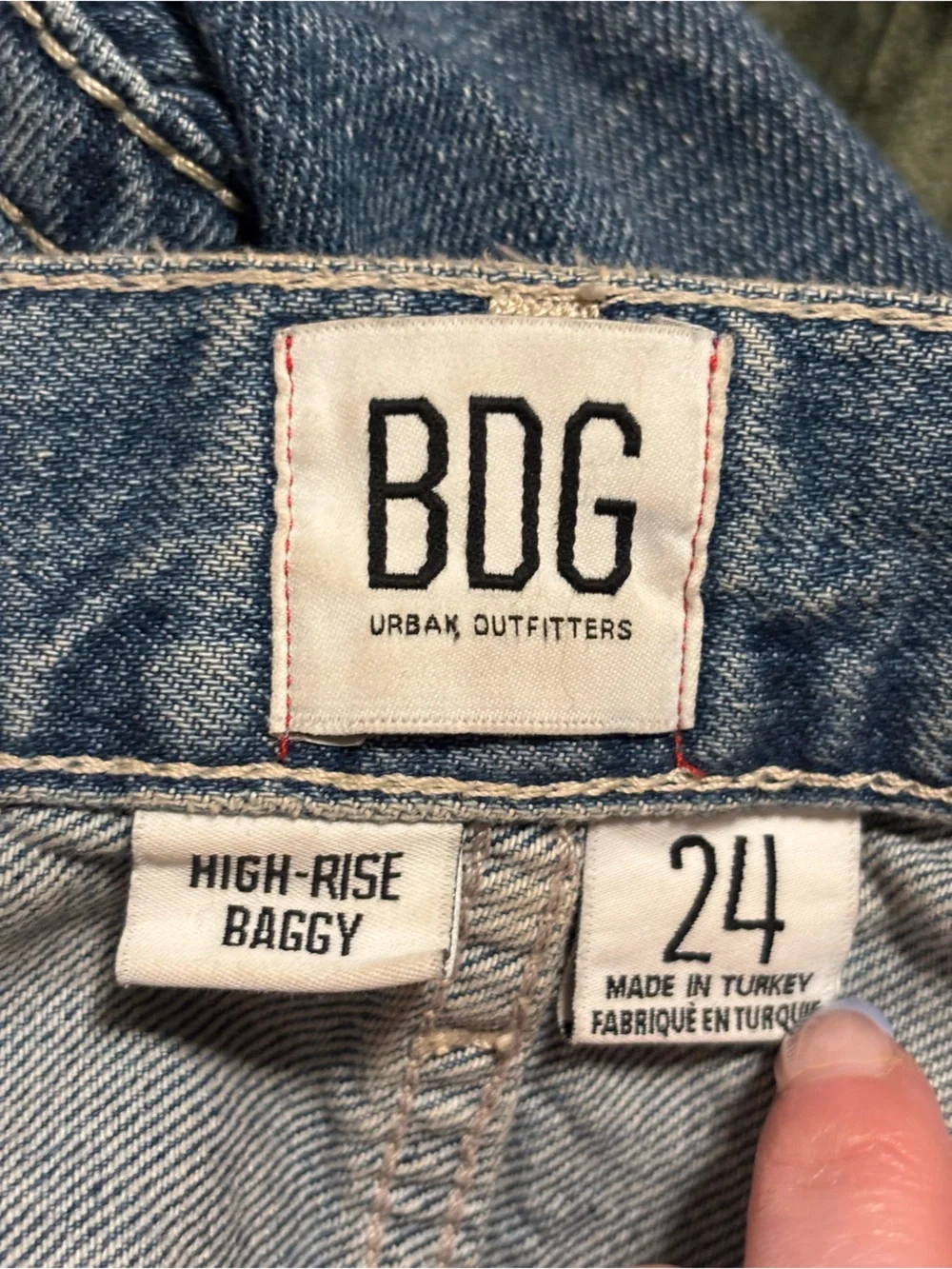 Urban Outfitters BDG High Rise Baggy Distressed Frayed Raw Hem Size 24 - Picture 7 of 15
